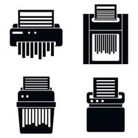 conjunto de ícones de trituradora de papel, estilo simples vetor