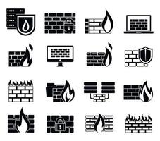 conjunto de ícones de dados de firewall, estilo simples vetor