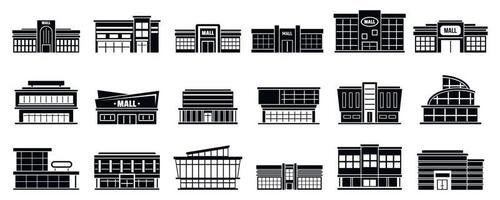 conjunto de ícones de construção de shopping, estilo simples vetor