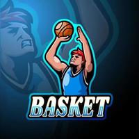 design de mascote de logotipo de esporte de basquete vetor