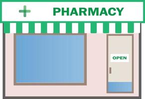 ícone de loja de farmácia. ícone de construção de farmácia. símbolo de construção de farmácia. sinal de frente de loja de farmácia. vetor