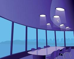 sala de reuniões com ilustração de paisagem de vista de janela vetor