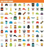conjunto de 100 ícones do esporte, estilo simples vetor