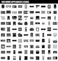 conjunto de ícones de 100 eletrodomésticos, estilo simples vetor