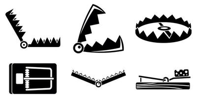 conjunto de ícones de captura de armadilha, estilo simples vetor