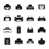 ícones de documentos de cópia de escritório de impressora definir estilo simples vetor
