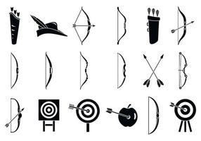 conjunto de ícones de esporte de tiro com arco, estilo simples vetor