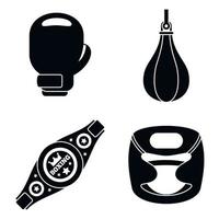 conjunto de ícones de ferramentas de boxe, estilo simples vetor