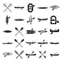 conjunto de ícones do esporte de canoagem, estilo simples vetor