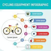 infográfico de equipamentos de ciclismo, estilo simples vetor