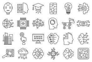 conjunto de ícones do sistema de inteligência artificial, estilo de estrutura de tópicos vetor
