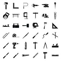 conjunto de ícones de ferramentas de carpinteiro moderno, estilo simples vetor