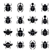 conjunto de ícones de escaravelho, estilo simples vetor