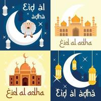 conjunto de banner do festival eid al adha, estilo simples vetor