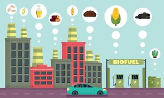 conjunto de ícones de biocombustível da cidade, estilo de estrutura de tópicos