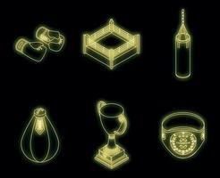 conjunto de ícones de boxe neon vector