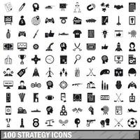 100 ícones de estratégia definidos, estilo simples vetor