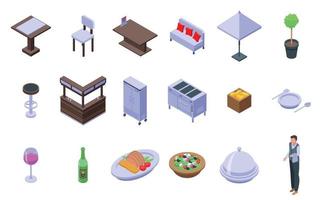 conjunto de ícones de restaurante, estilo isométrico vetor