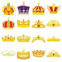 conjunto de ícones reais da coroa, estilo cartoon vetor