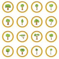 círculo de ícones de árvores verdes vetor