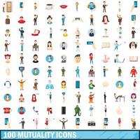 conjunto de 100 ícones de mutualidade, estilo cartoon vetor