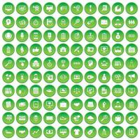 100 ícones de parceria definir círculo verde vetor