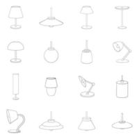 contorno do conjunto de ícones da lâmpada vetor