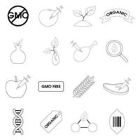 contorno do conjunto de ícones de bens OGM vetor