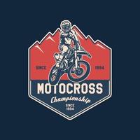 distintivo de logotipo de clube de aventura de motocross desenhado à mão vetor