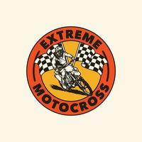 distintivo de logotipo de clube de aventura de motocross desenhado à mão vetor