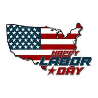 ilustração de um feriado nacional americano com uma bandeira e um mapa dos eua. feliz Dia do Trabalho. vetor