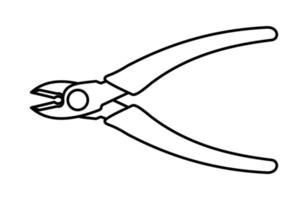ícone de alicate de corte em estilo de arte de linha isolado no fundo branco. ferramenta de carpinteiro. ilustração vetorial. vetor