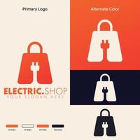 design de logotipo de sacola de compras elétrica minimalista simples vetor