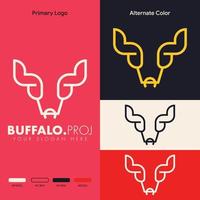 design de logotipo de cabeça de búfalo minimalista simples vetor