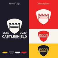 design de logotipo de escudo de castelo minimalista simples vetor