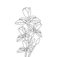 desenho de flor de flores silvestres frescas com desenho de giz de cera de folhas para crianças fofas vetor