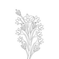 ilustração de página para colorir flor de ilustração gráfica de desenho à mão vetor
