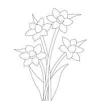 design de arte de linha gráfica de ilustração de flores para colorir página vetor
