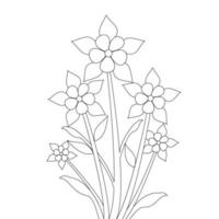 design de arte de linha de papel de parede digital preto e branco de ilustração de flores vetor