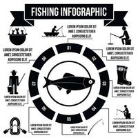 elementos de infográfico de pesca, estilo simples vetor