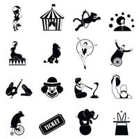 conjunto de ícones simples de circo vetor