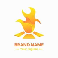 logotipo da fogueira com estilo moderno. gradiente, laranja, elegante e clean. adequado para logotipos, ícones, símbolos e sinais vetor