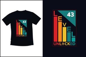 design de camiseta vintage de jogos de aniversário com design de camiseta de tipografia de citações modernas desbloqueadas de nível 5 vetor
