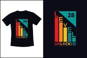 design de camiseta vintage de jogos de aniversário com design de camiseta de tipografia de citações modernas desbloqueadas de nível 5 vetor
