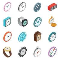 conjunto de ícones de relógios, estilo 3d isométrico vetor
