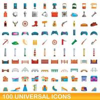 conjunto de 100 ícones universais, estilo cartoon vetor