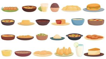 ícones da culinária brasileira definir vetor dos desenhos animados. pão arancini