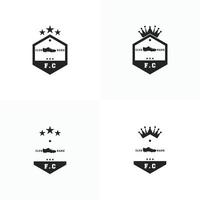 conjunto de logotipo de futebol. distintivo de design de clube de futebol. logotipo de futebol com forma hexagonal vetor