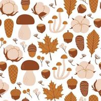 ilustração em vetor padrão sem costura de folhas e galhos de outono