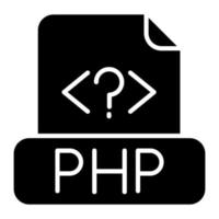 ícone de glifo de arquivo php vetor